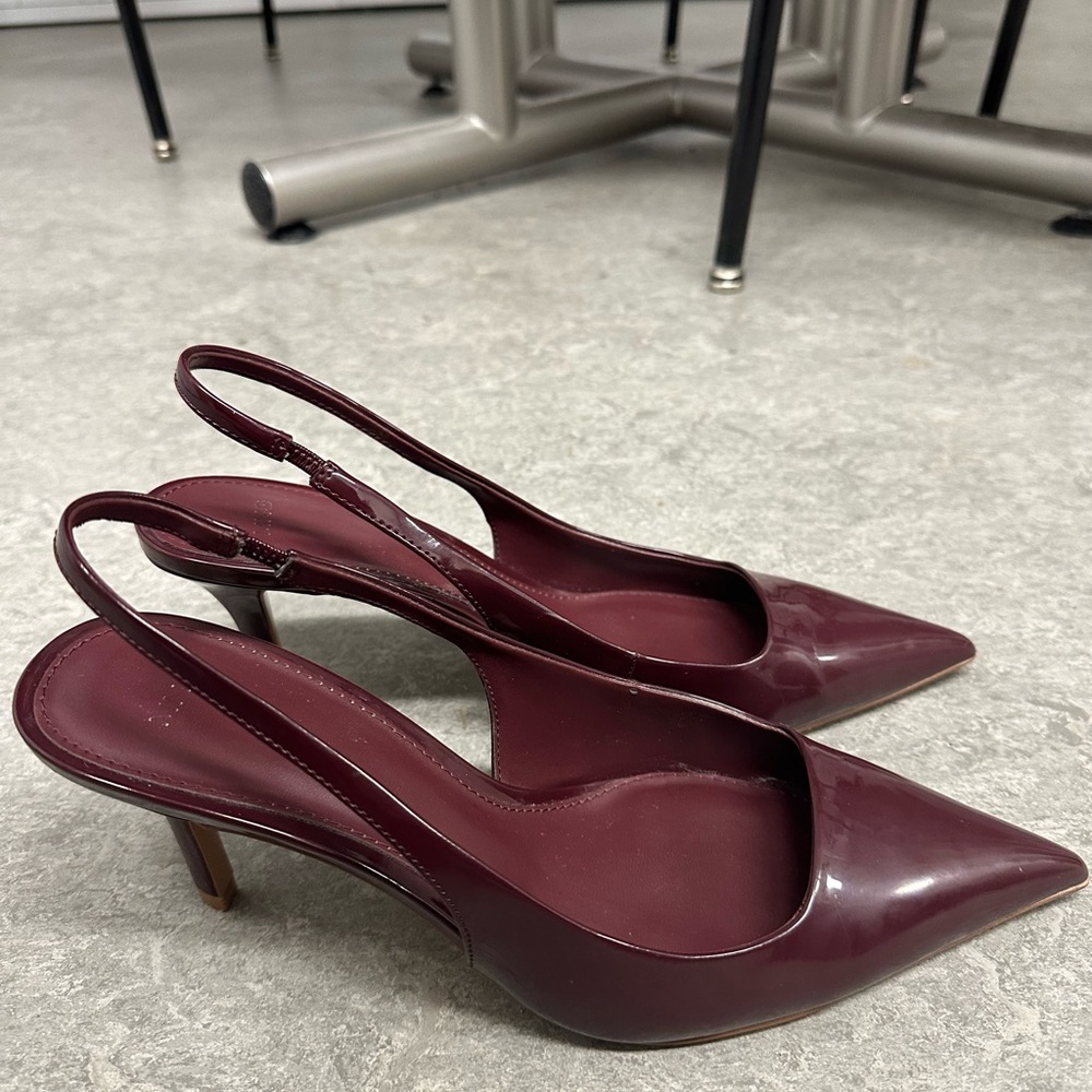 Mango Patent Pointed Slingback Heels in Deep Plum - Picture 4 of 4